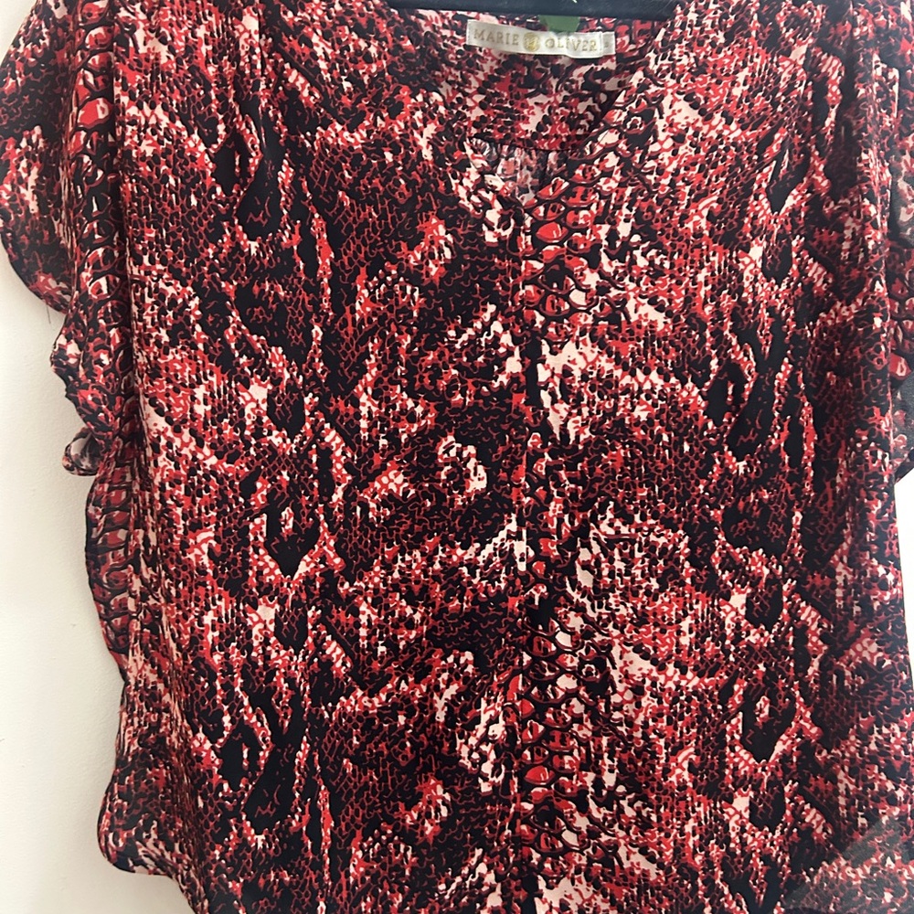 Marie Oliver Red and Black Snake Print Blouse